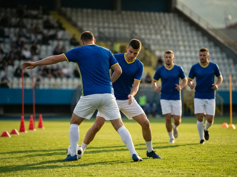 Bosnische Nationalspieler im blauen Heimtrikot vor dem WM-2026-Auftritt in Gruppe B
