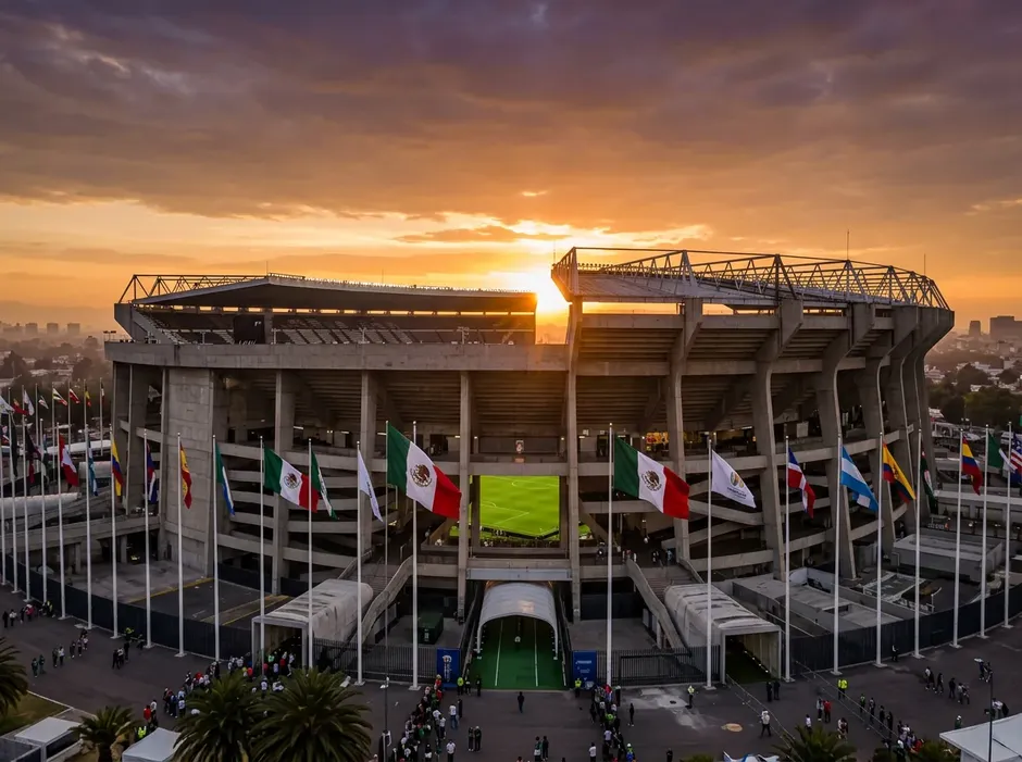 Stadionansicht des Estadio Azteca in Mexiko-Stadt mit Blick auf die Spielfläche vor dem Eröffnungsspiel der WM 2026