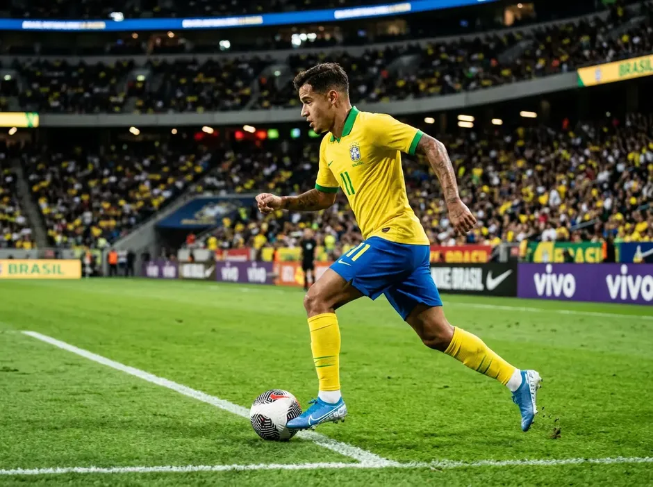 Vinícius Júnior im gelben Brasilien-Trikot beim Dribbling in einem Länderspiel vor der WM 2026
