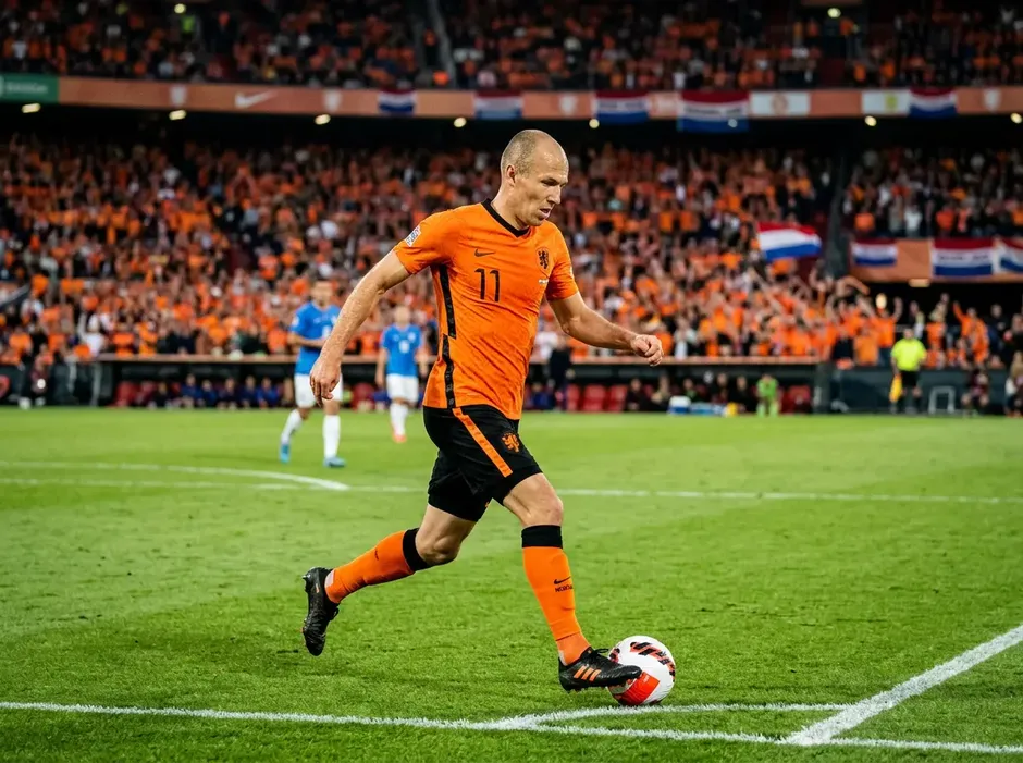 Cody Gakpo im orangen Oranje-Trikot beim Ballbesitz in einem Länderspiel der Niederlande