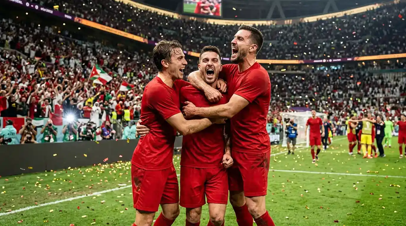 Schweizer Nationalspieler feiern den Einzug in den WM-Viertelfinal